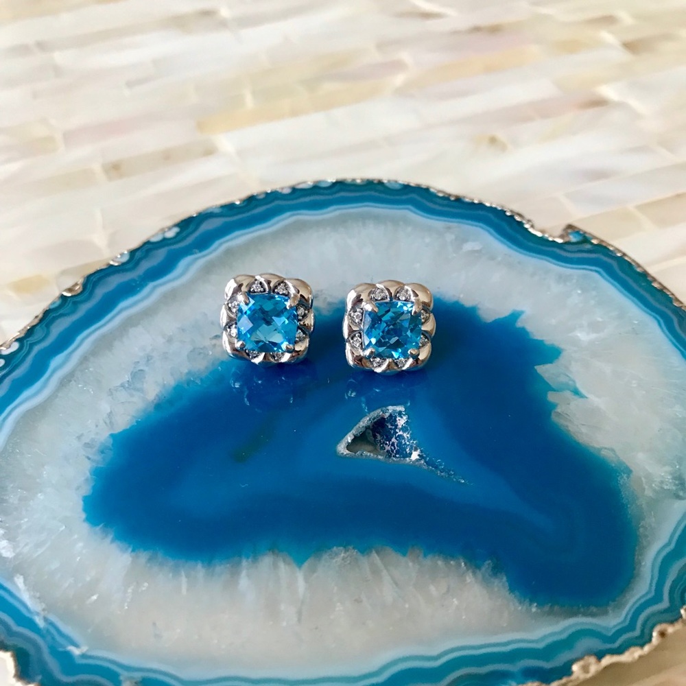 Genuine Blue Topaz Sterling Silver Earrings